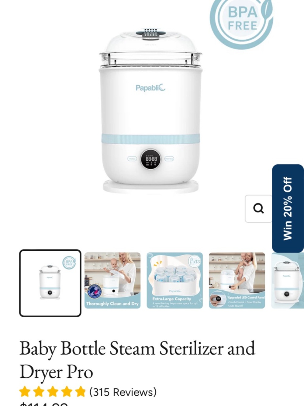 Baby bottle steam sterilizer
